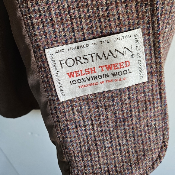 Vintage Forstmann Welsh Tweed 100% Virgin wool button down blazer Size L - Picture 7 of 16